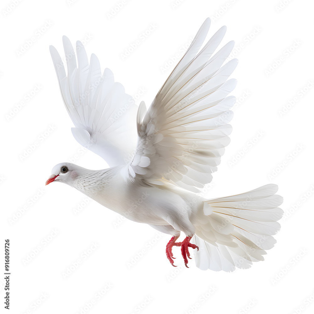 Fototapeta premium White Dove flying isolated on white background