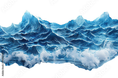 Beautiful Ocean Waves Artwork Isolated On Transparent Background