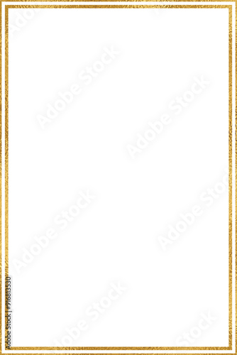 Gold foil frame, vertical border template with 4x6 aspect ratio for invitation, card, social story post, , cutout,  isolated ,transparent.