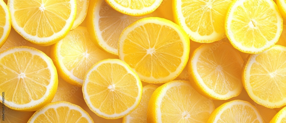 Design a refreshing background with a top view of real lemon slices, captured in high definition with a clean, noise-free presentation that emphasizes the vibrant yellow color and zesty texture
Design a refreshing background with a top view of real lemon slices, captured in high definition with a clean, noise-free presentation that emphasizes the vibrant yellow color and zesty texture
