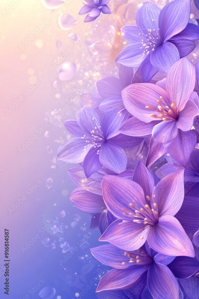 Purple Flowers with Pastel Background and Delicate Petals - A Stunning Floral Illustration. Purple Flowers with Pastel Background and Delicate Petals - A Stunning Floral Illustration.