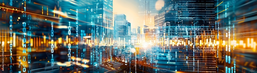 Cityscape with Digital Overlay. Cityscape with Digital Overlay.