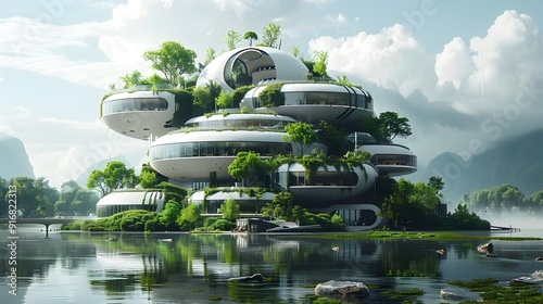 Futuristic Self Sustaining Arcology   Massive Ecological Urban Structure Design photo