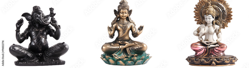 Collection of 3 home decor figurines showpieces, transparent background Collection of 3 home decor figurines showpieces, transparent background