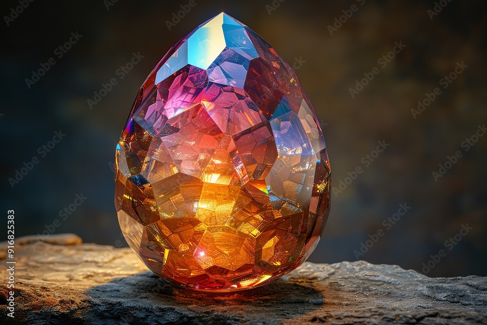 Crystal egg, prism effect, dark background, vibrant rainbow reflections, dramatic lighting Crystal egg, prism effect, dark background, vibrant rainbow reflections, dramatic lighting