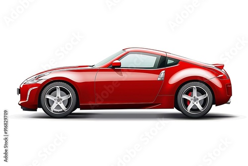 Red car image on isolated white background,