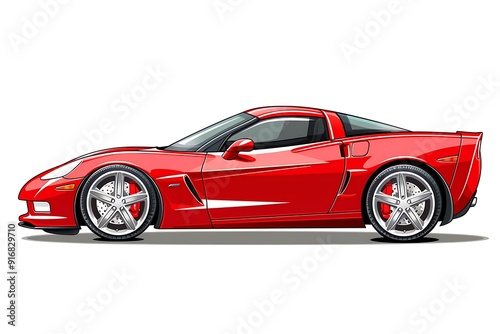 Red car image on isolated white background,