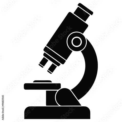 Microscope Vector Illustration Icon - Colorful Line Art Logo.