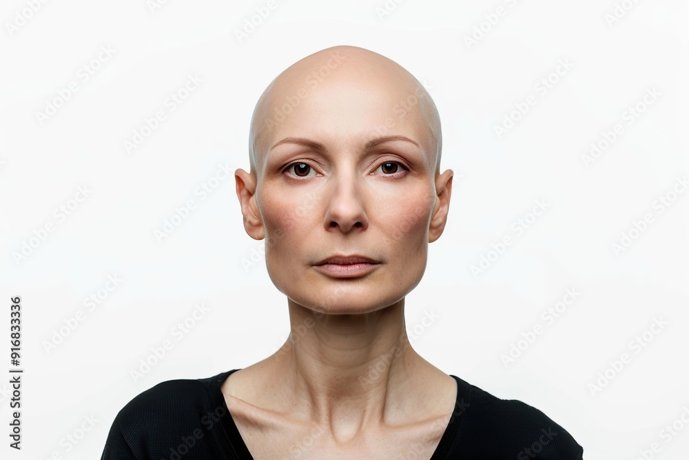 Portrait of mature woman with bald head, cancer therapy Portrait of mature woman with bald head, cancer therapy