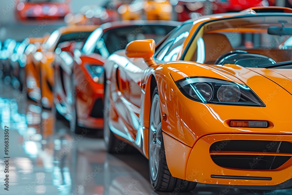 Family cars in a row - 3D Illustration Family cars in a row - 3D Illustration