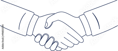 continuous single line drawing of businessmen shaking hands, business handshake line art vector illustration