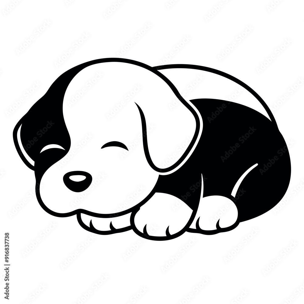 Fototapeta premium a Cute puppy Sleeping vector illustration, solid color illustration