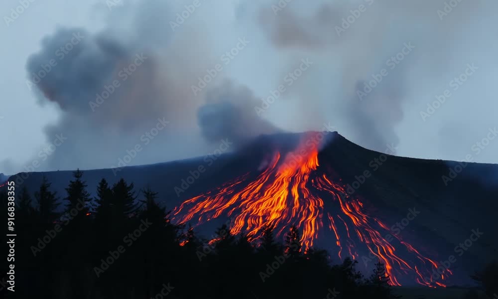 Volcanic Eruption with Lava Flow Volcanic Eruption with Lava Flow