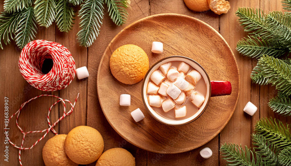 A cup of hot chocolate with marshmallows on top A cup of hot chocolate with marshmallows on top
