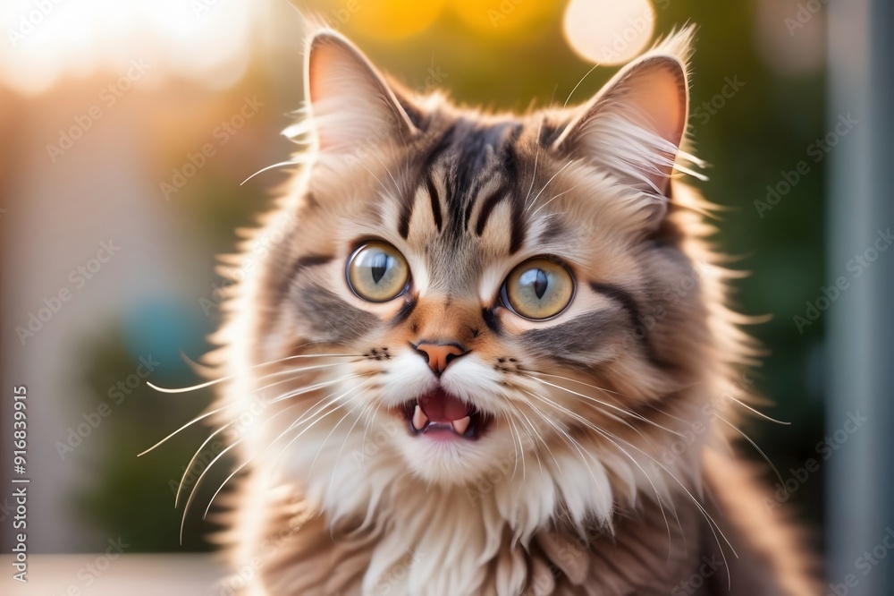 Close-up portrait of a curious cat with wide eyes and a playful expression. Close-up portrait of a curious cat with wide eyes and a playful expression.
