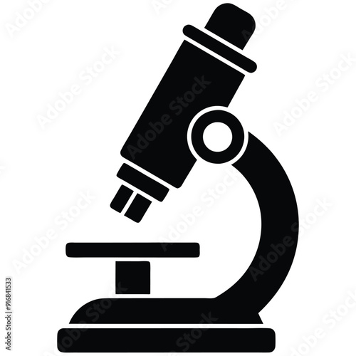 Microscope Vector Illustration Icon - Colorful Line Art Logo.