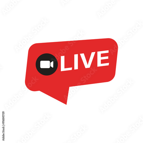 Live stream button icon in flat style. Webinar vector illustration on isolated background. Streaming sign business concept.