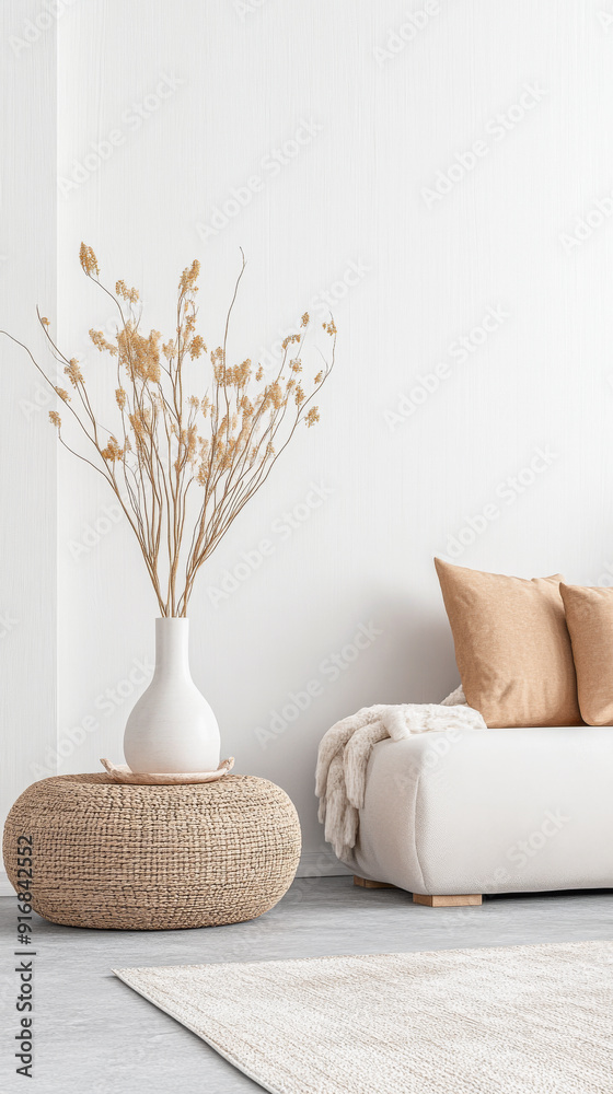 Japanese interior design composition with wabi sabi minimalist decor in warm colors. Oriental inspired interiors in neutral colors with copyspace. Japanese interior design composition with wabi sabi minimalist decor in warm colors. Oriental inspired interiors in neutral colors with copyspace.