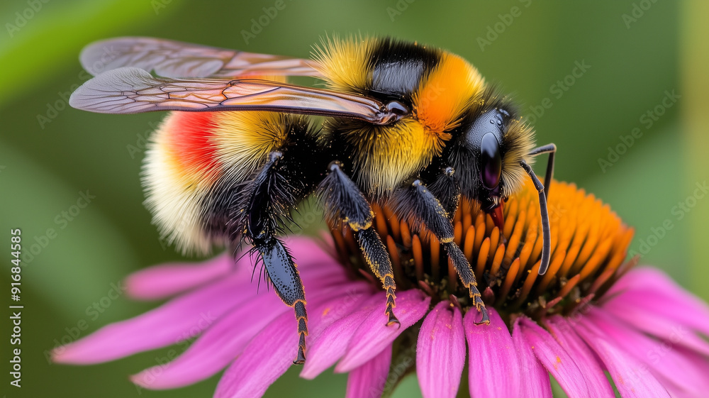 Bumblebee Collecting Pollen on a Pink Flower Bumblebee Collecting Pollen on a Pink Flower