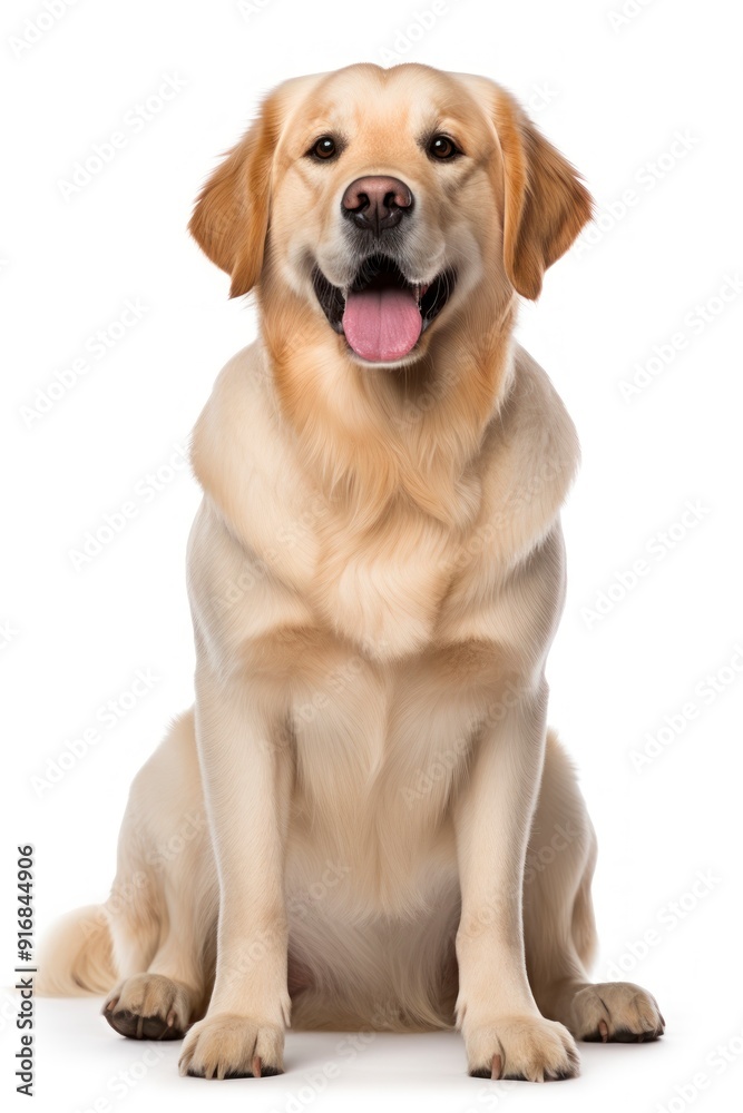 A dog sitting on white background looking at the camera. A dog sitting on white background looking at the camera.
