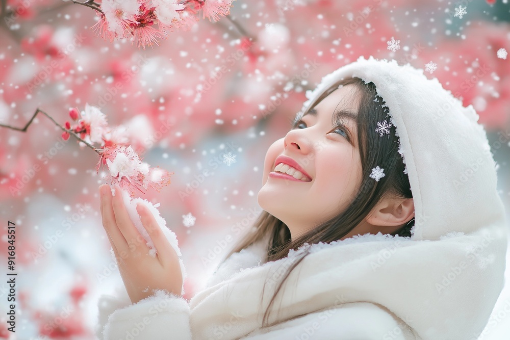 冬の雪を予六部かわいい女の子 冬の雪を予六部かわいい女の子