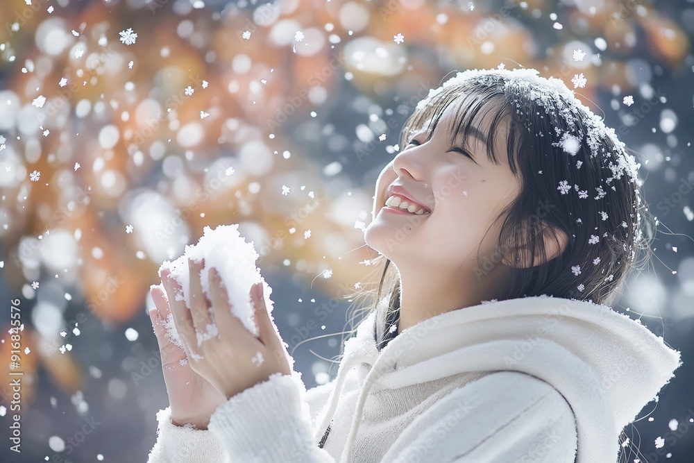 冬の雪を予六部かわいい女の子 冬の雪を予六部かわいい女の子