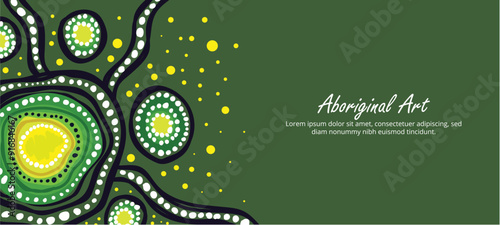 An Aboriginal dot design incorporated into a vector-style banner.