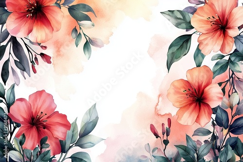 Elegant Watercolor Floral Frame for Invitations and Greeting Cards