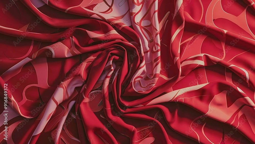 Fototapeta premium Beautiful Red Fabric Background. Flowing Abstract Wallpaper