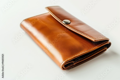 New leather wallet isolated on white background