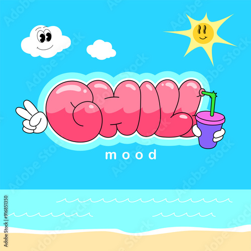 Poster with Chill text and funny characters