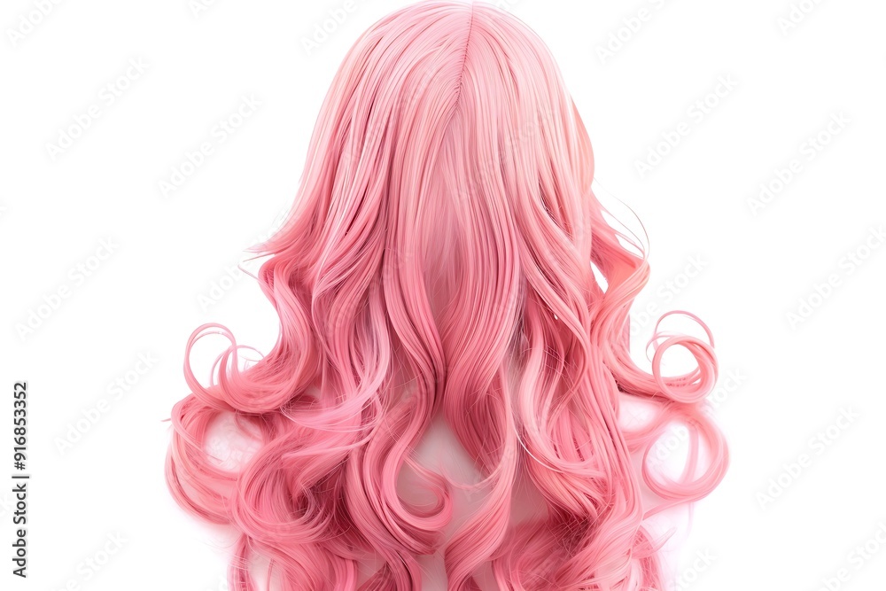 Pink wavy hair isolated on white background Pink wavy hair isolated on white background