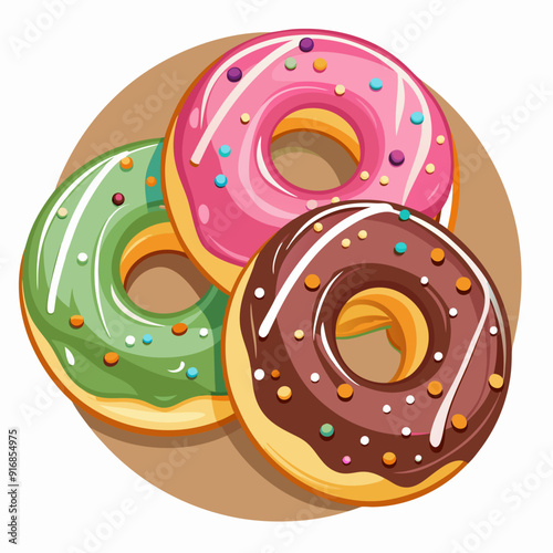 Three Delicious Glazed Donuts with Sprinkles