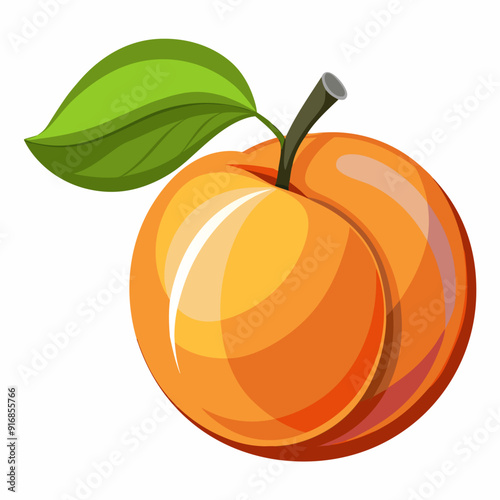 A Single Ripe Peach with a Green Leaf