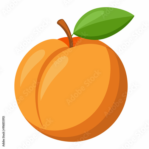 A Single Ripe Peach with a Green Leaf