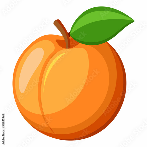 A Single Ripe Peach with a Green Leaf