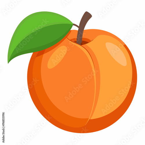 A Single Ripe Peach with a Green Leaf