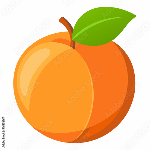 A Single Ripe Peach with a Green Leaf