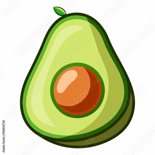 A Cartoon Illustration of a Sliced Avocado