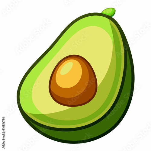 A Half of a Green Avocado with a Pit