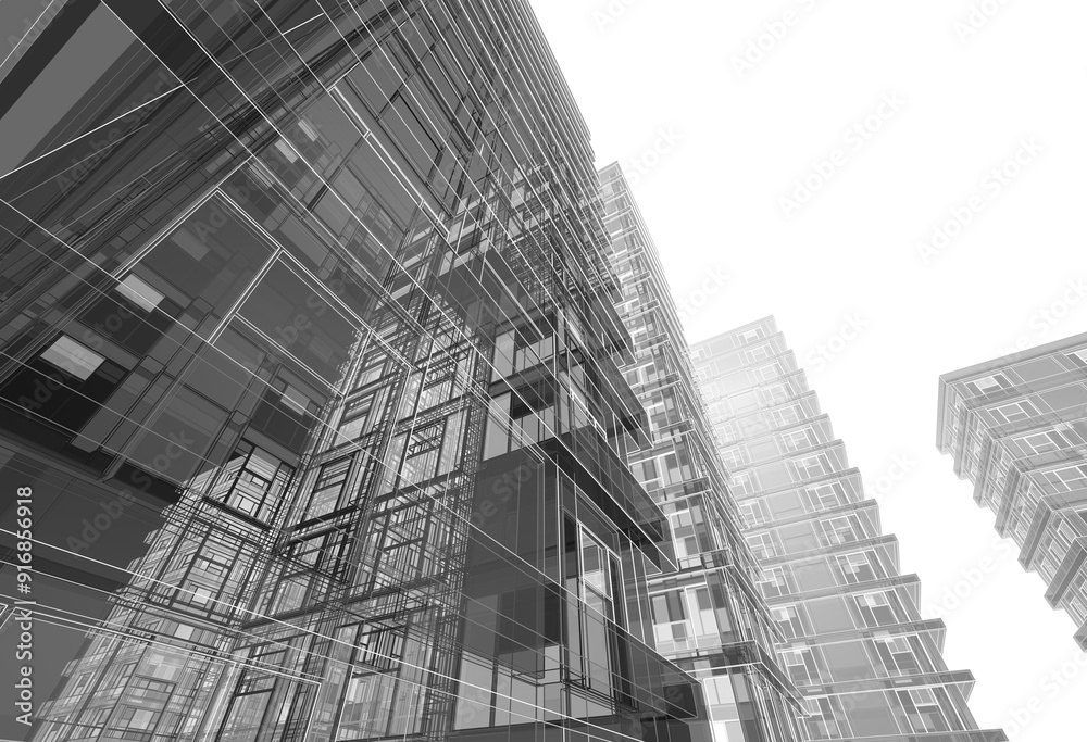 Fototapeta premium Modern building architectural 3d rendering