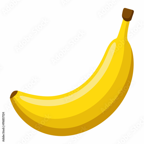 A Single Yellow Banana Isolated on a White Background