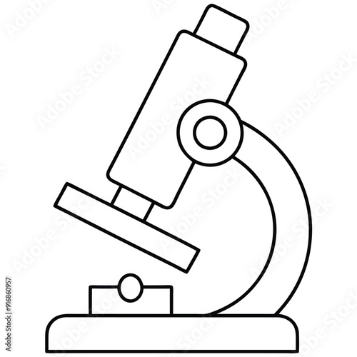 Microscope Vector Illustration Icon - Colorful Line Art Logo.