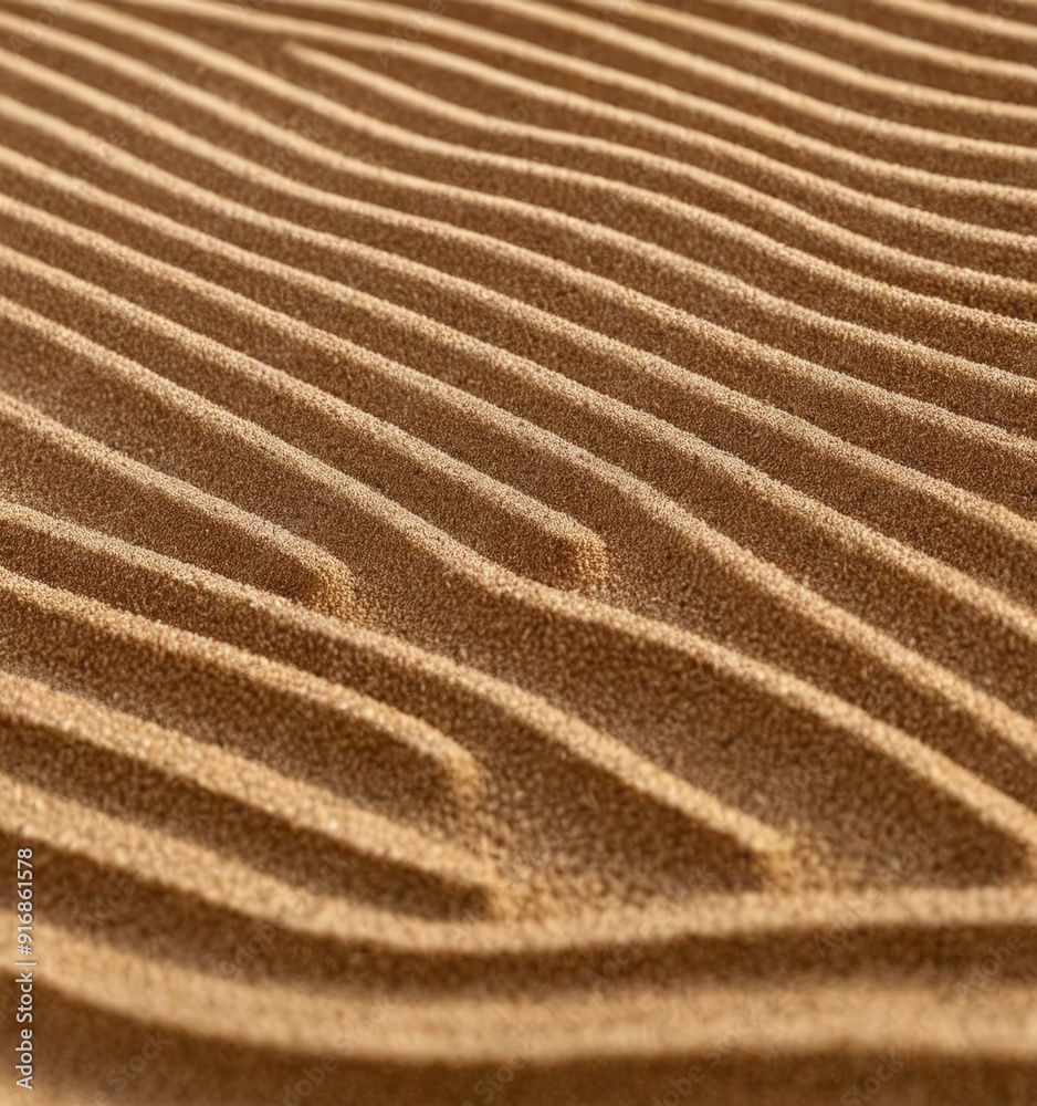 close-up view sandy surface with repeating pattern light brown lines, creating sense depth and texture. close-up view sandy surface with repeating pattern light brown lines, creating sense depth and texture.