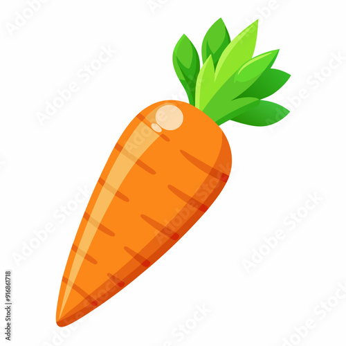Orange Carrot with Green Leaves