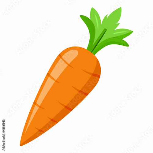 A Single Orange Carrot with Green Leaves