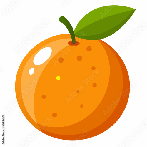 A Single Orange with a Green Leaf