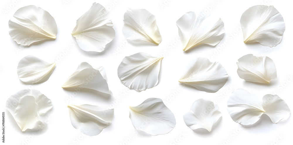 Collection of white flower petals isolated on a white background Collection of white flower petals isolated on a white background