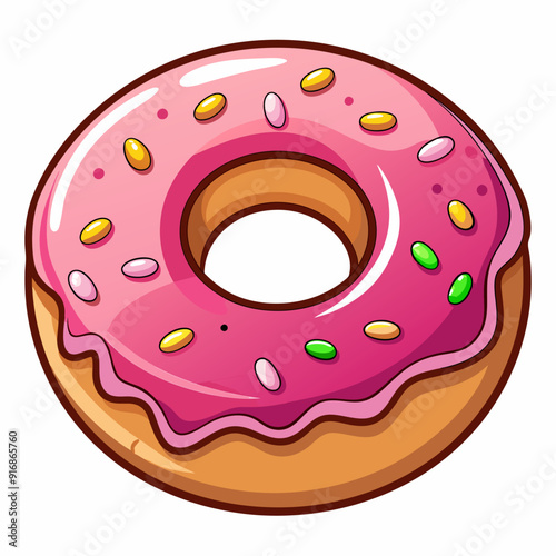 A Single Pink Glazed Donut with Sprinkles