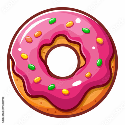Pink Glazed Donut with Sprinkles